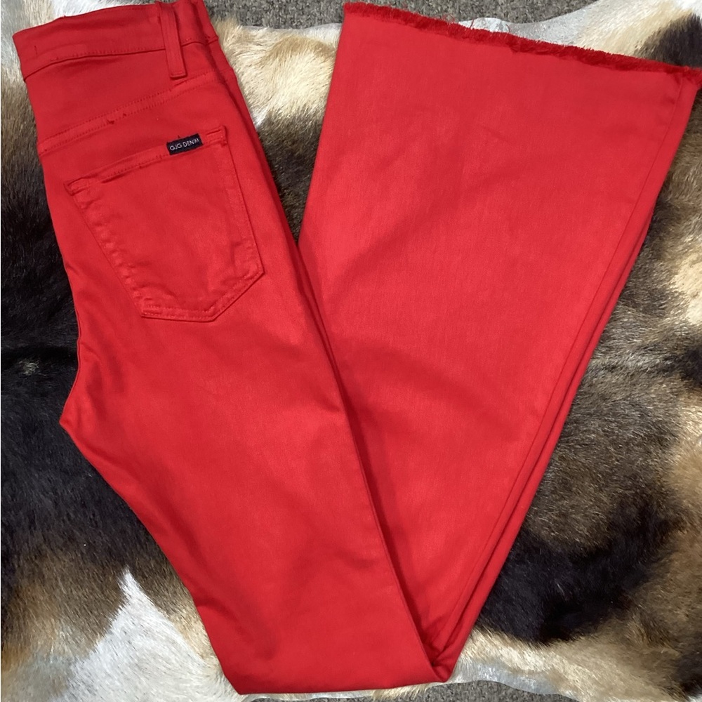 Ladies High Rise Xtra Flare, Stretchy RED